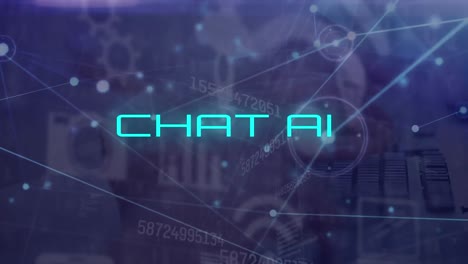 animation of artificial intelligence chat text and data processing