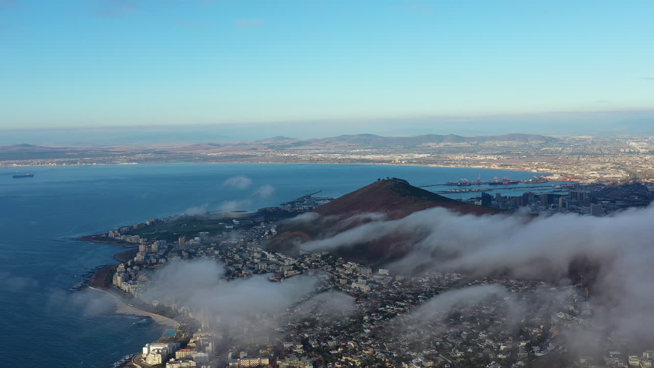 남아프리카 공화국 케이프타운 상공에서 큰 공중 촬영