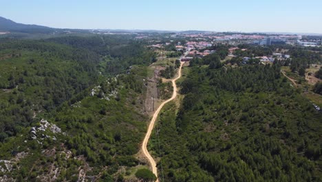 aerial orbiting shot of portuguese hinterland nearby cascais, portugal