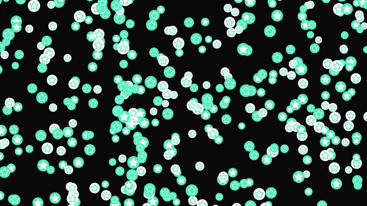 검은색 배경에 있는 별과 원 모양