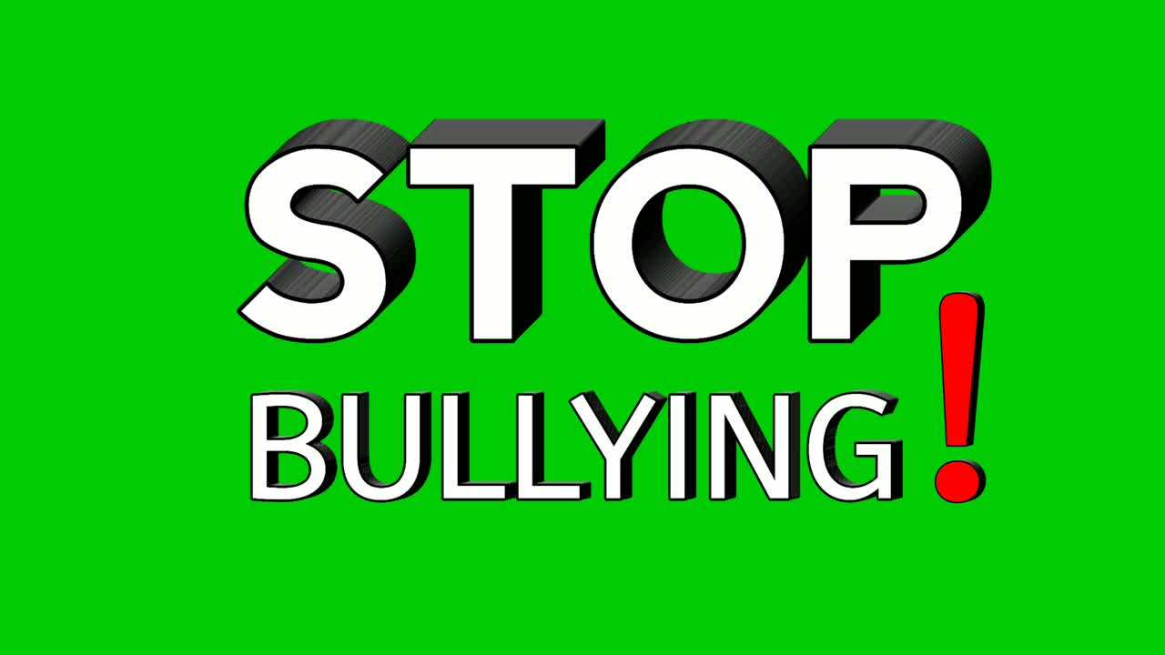 STOP bullying Text animation motion graphics on red on green screen background video elements