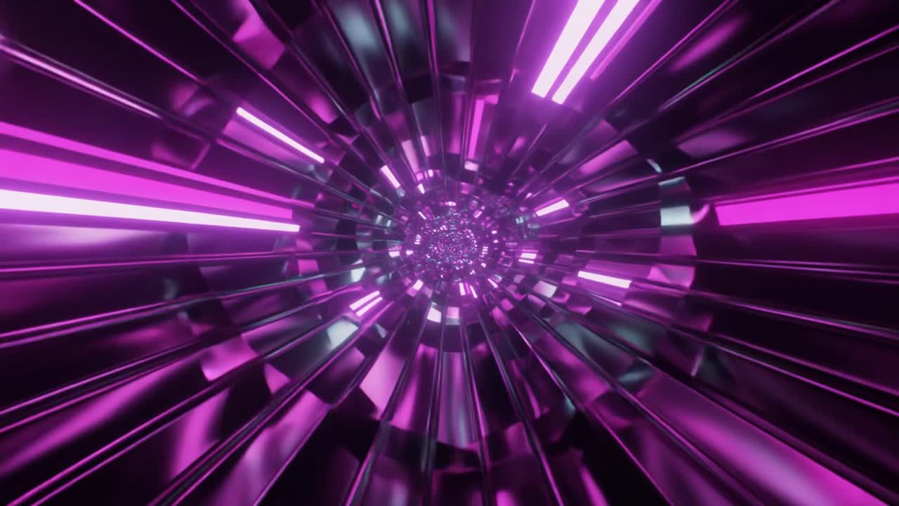 Abstract Futuristic Neon Purple Light Tunnel Seamless Loop