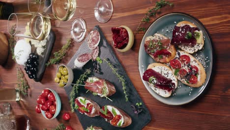 delicious appetizers with wine