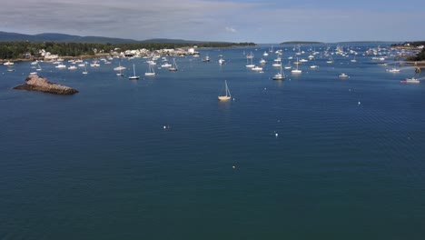 aerial view over the southwest harbor, maine, new england