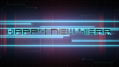 Animation-intro-text-Happy-New-Year-and-cyberpunk-animation-background-with-computer-matrix-and-neon-lines