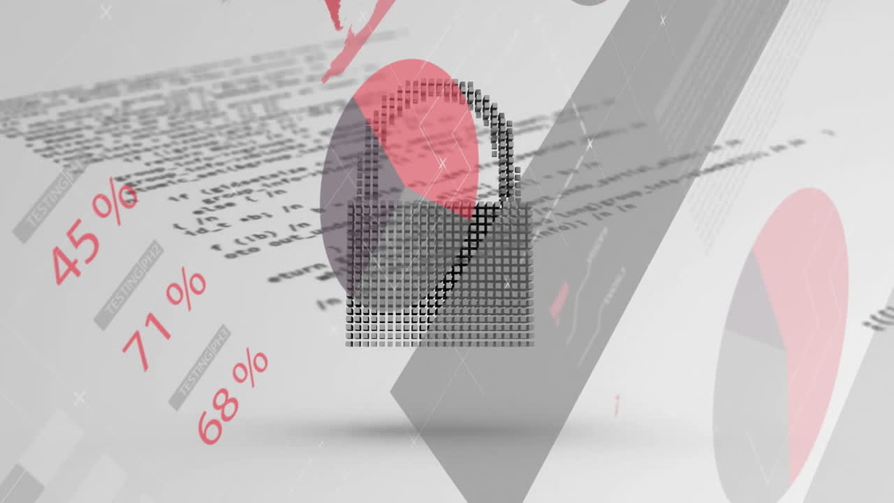 색 배경에 데이터 처리를 통해 구름, 잠금 및 방패 아이콘의 애니메이션