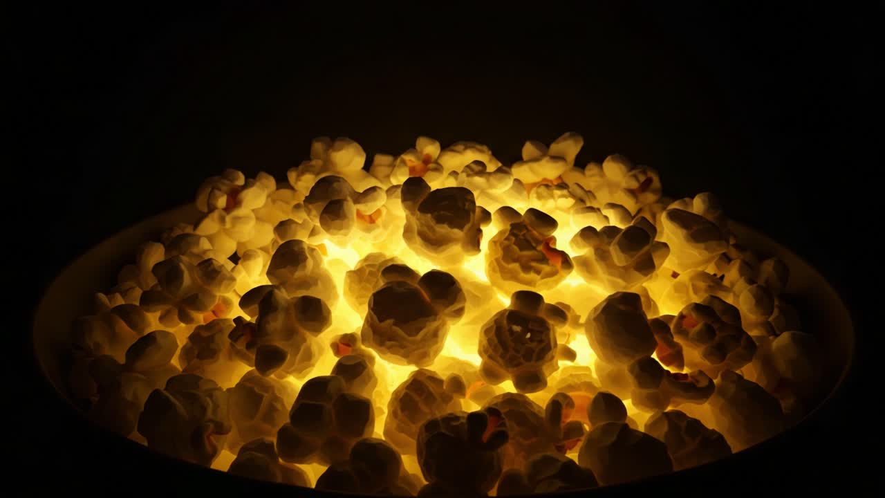 An Irresistible Bowl of Popcorn Radiating a Warm Glow, Perfect for Movie Nights or Celebrations, Capturing the Delightful Essence of an Iconic Snack Experience