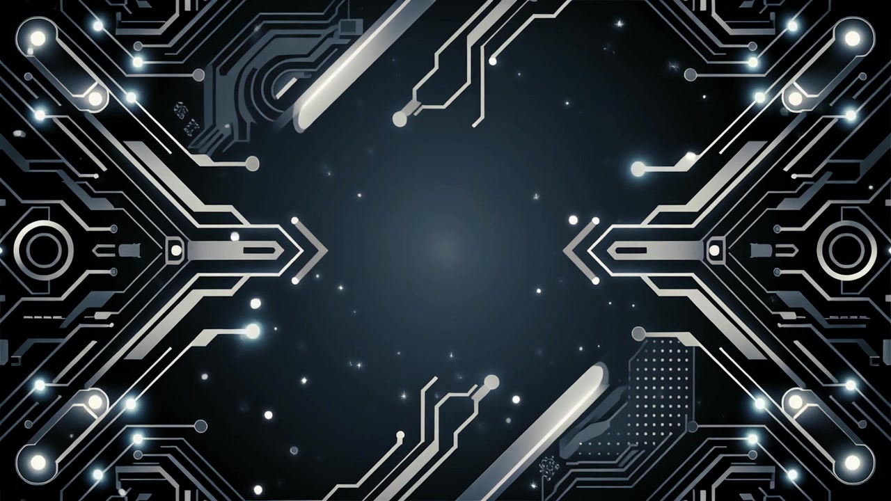 Abstract Digital Network with Glowing Circuit Lines