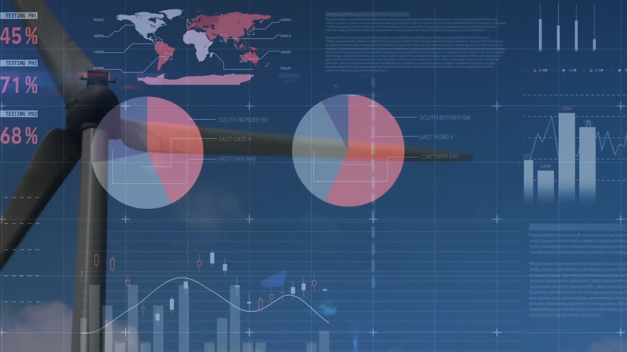 Animation of statistics processing over wind turbine