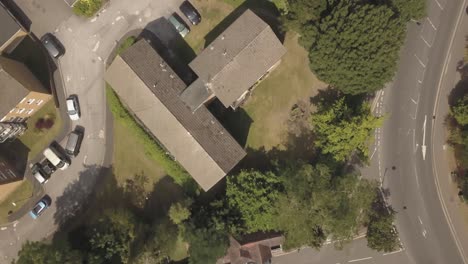 a 4k drone shot of suburban streets in london.