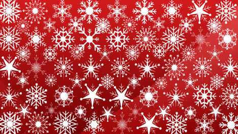 animation of snowflake christmas pattern on red background