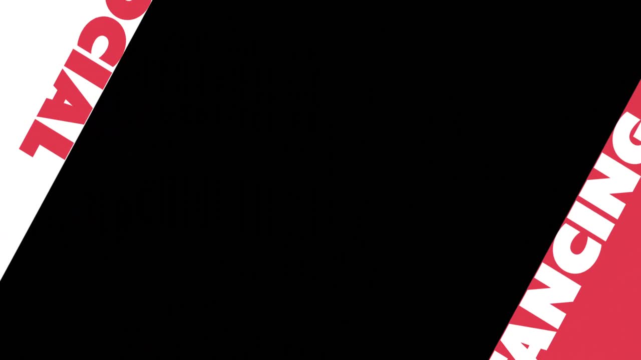 texto de distanciamiento social que se mueve contra un fondo blanco y rojo