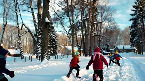 children playing in the snow