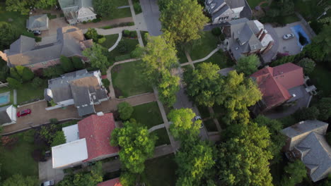 Overhead-flyover-beautiful-neighborhood-in-Clayton-in-St