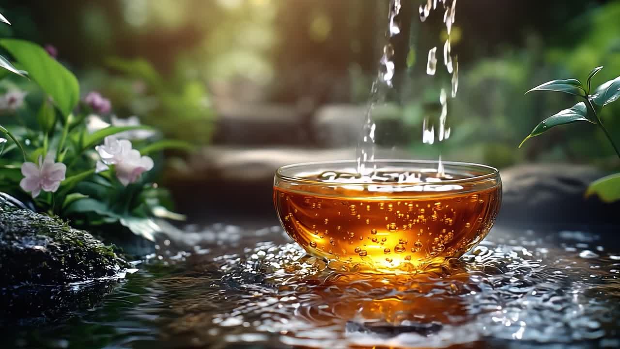 A Zen moment with tea and water