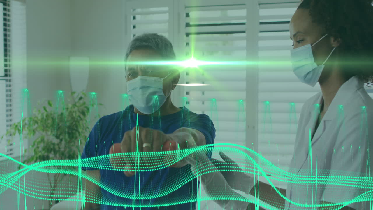 animación del procesamiento de datos en diversos ejercicios de médicos y pacientes