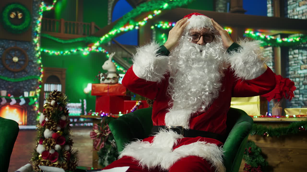 혼란스러운 표정으로 산타클로스