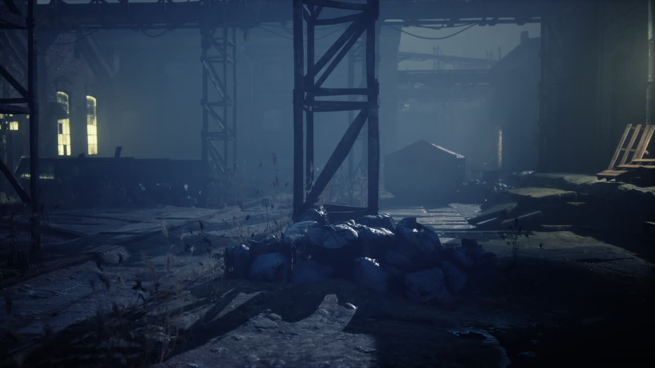 vieja fábrica de ladrillos por la noche