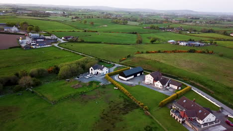 revealing drone shot of rural farmland