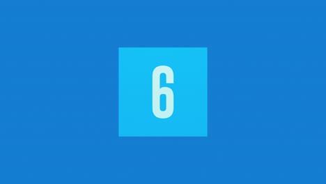 blue 3d square countdown from zero to ten on blue background. alpha channel