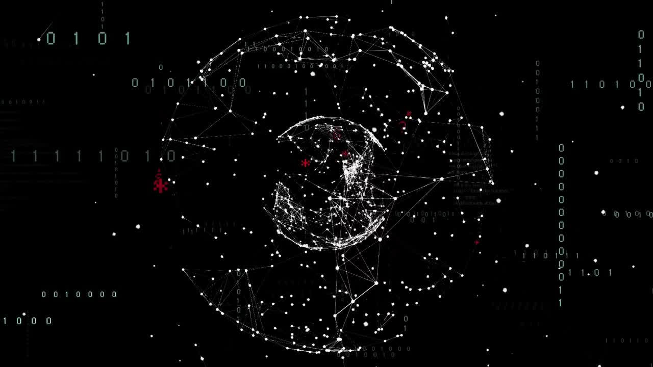 анимация обработки данных и глобус на черном фоне