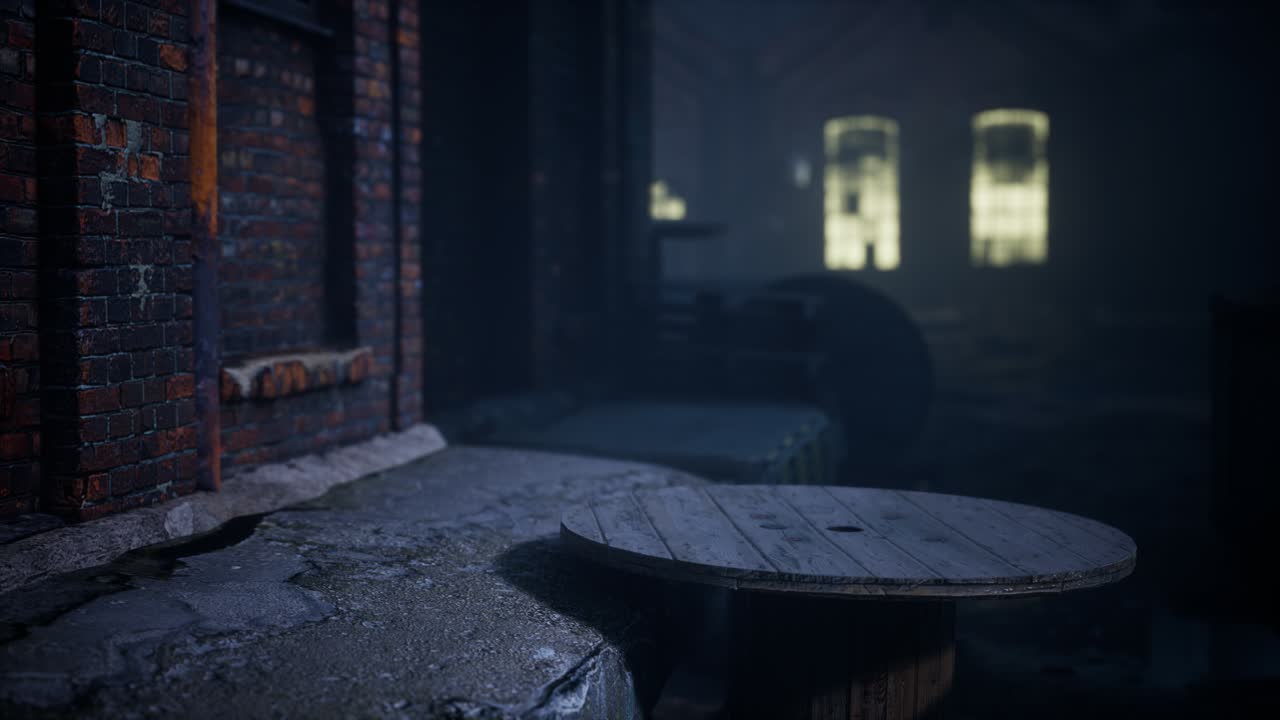 밤에 무서운 버려진 공장