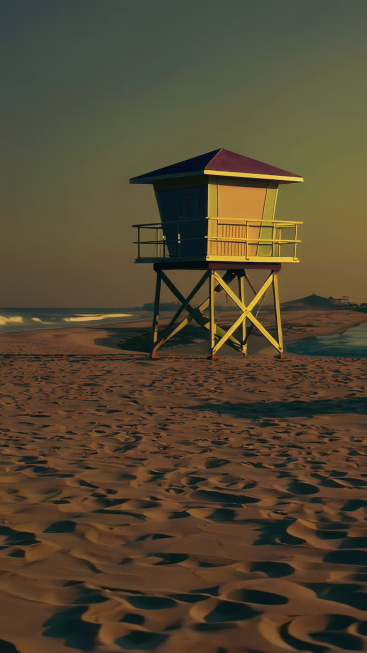 Beach Sunset with Lifeguard Tower