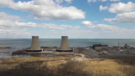 nuclear power plant for electricity production in michigan, aerial view