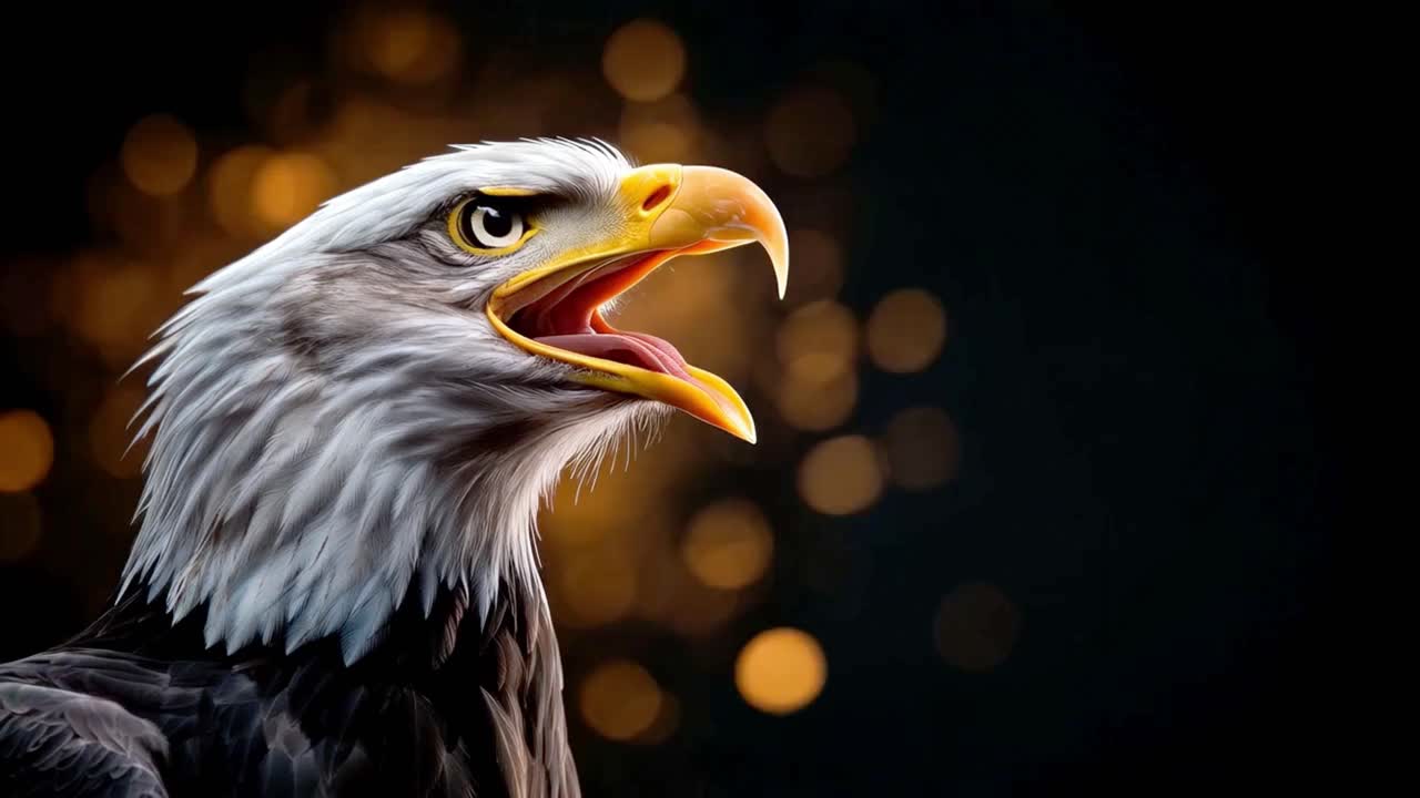 Majestic Bald Eagle Portrait with Golden Bokeh Background