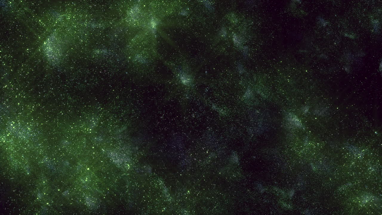 universo oscuro con polvo volador y brillos con nubes verdes