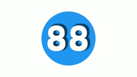 number 88 sign symbol animation motion graphics icon on blue circle white background,cartoon video number for video elements