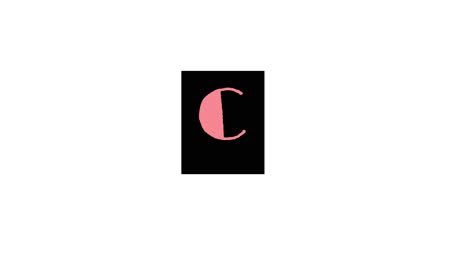 pink letter c on black background