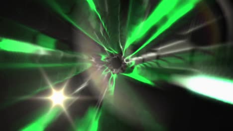 animación de un túnel hecho de diversas luces sobre un fondo negro.