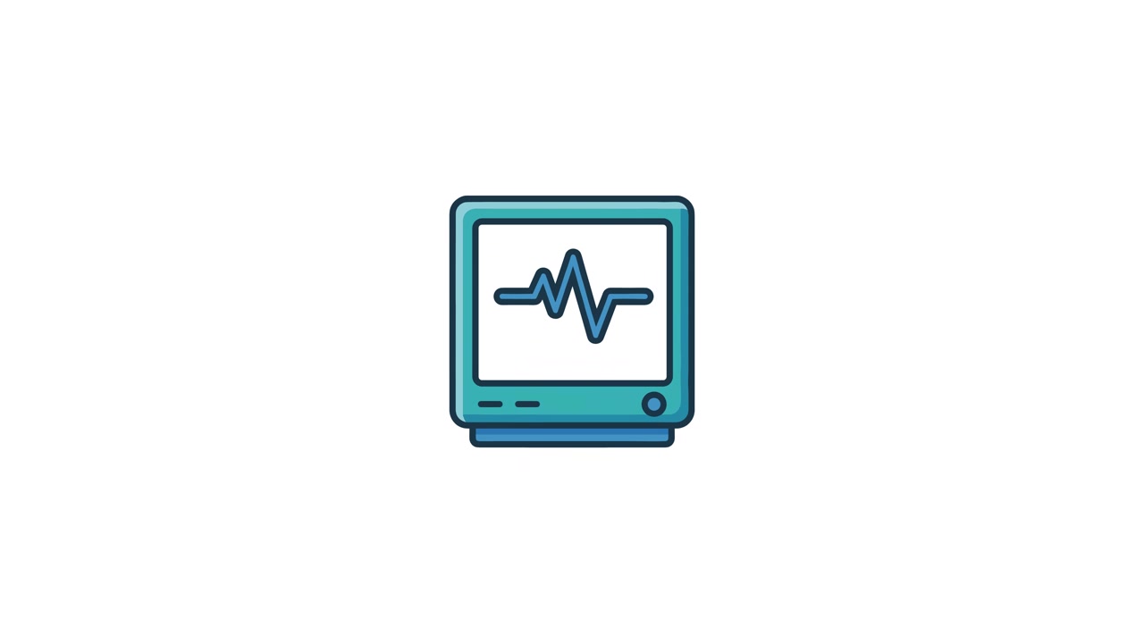 Monitor medico animato che mostra la forma d'onda ECG del battito cardiaco