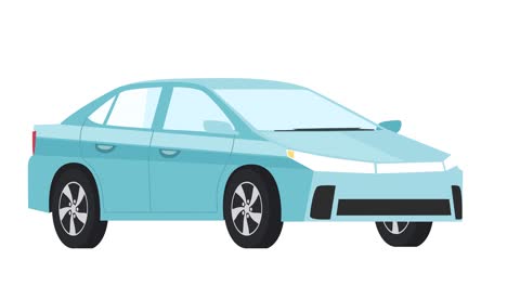 blue isolated car 2d flat cartoon animation with alpha matte