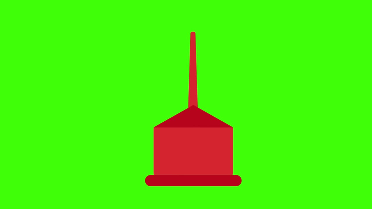 2D animated illustration of a red sink plunger on a green screen