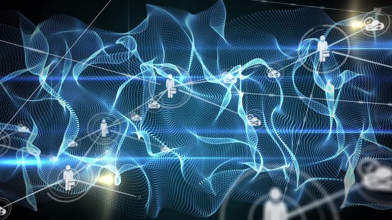 Animation of network of connections over black background