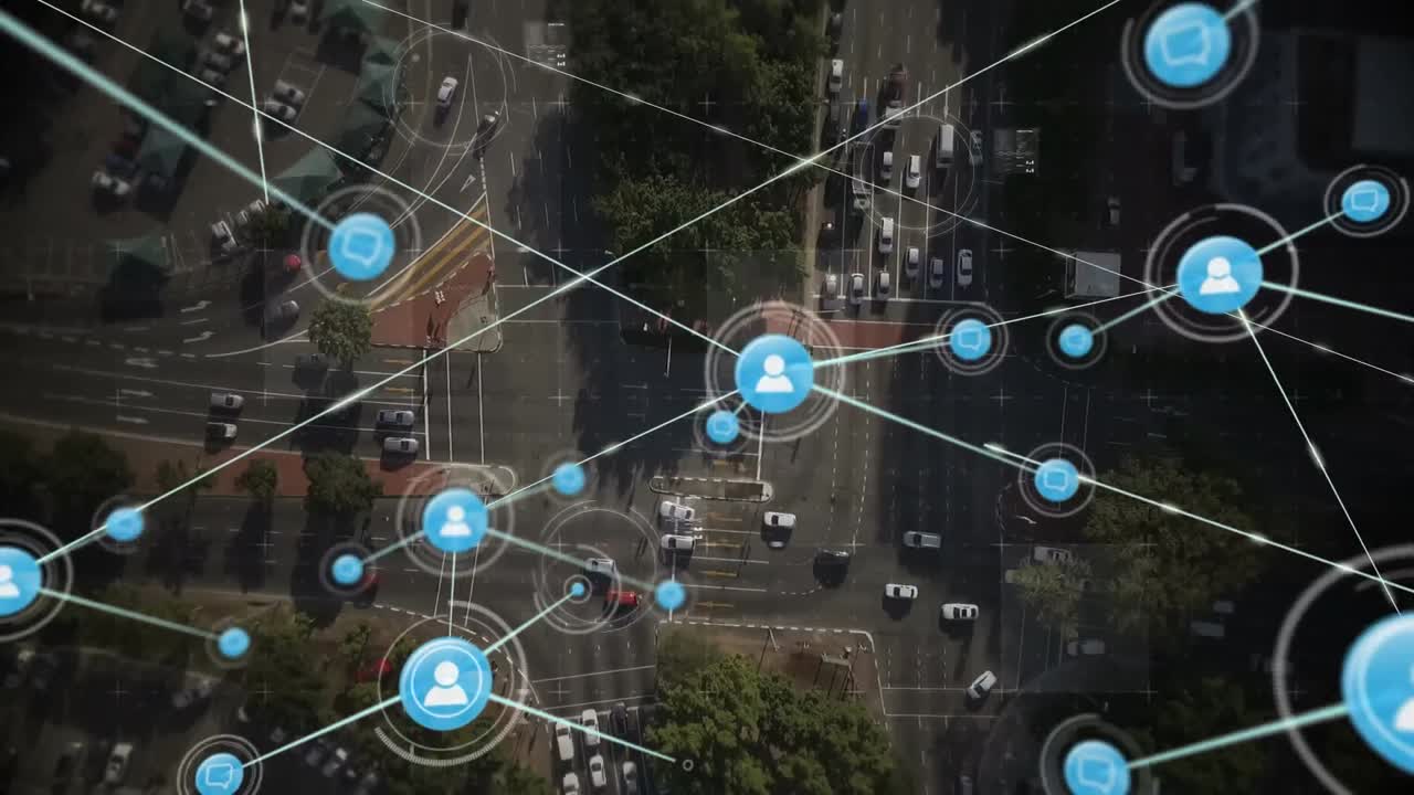 연결 네트워크의 애니메이션 연결 네트워크와 스마트 폰 애니메이션 스마트 폰