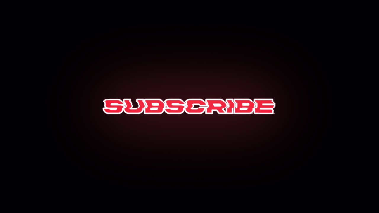 Texto "Inscreva-se" em neon vermelho aparecendo e piscando em um plano de fundo preto