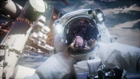 astronauta en una caminata espacial. elementos de esta imagen proporcionados por la nasa
