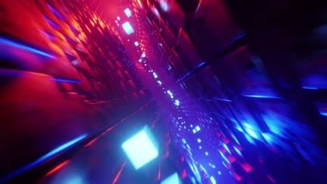 flying through a futuristic tunnel with neon lights. loop animat