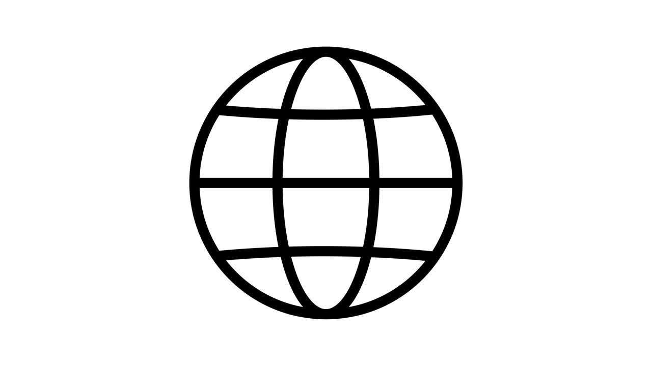 Animated icon of globe. Line black symbol of planet. Concept of net, web, internet. illustration isolated on a alpha white background