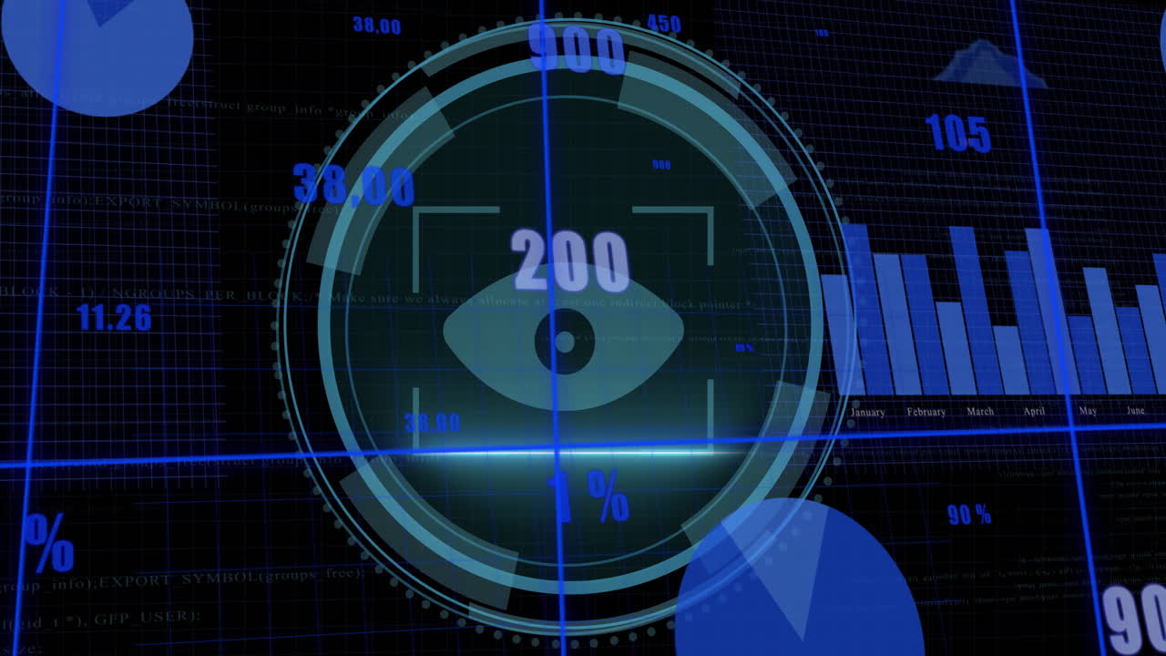 검은색 바탕에 사이버 보안 텍스트와 스 스캐닝을 통해 데이터 처리의 애니메이션