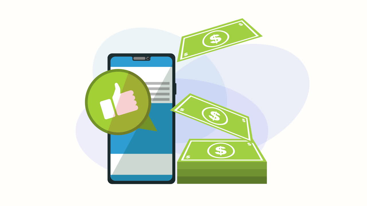 teléfono inteligente con animación de marketing en las redes sociales