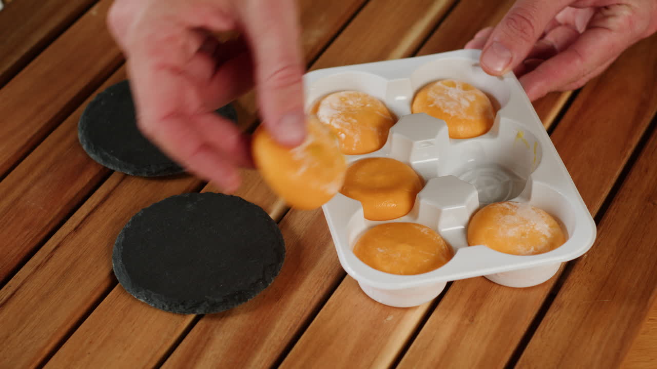 Preparing Orange Mochi