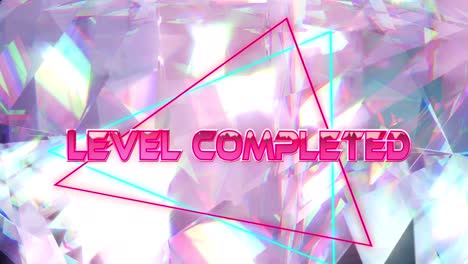 Animation-Des-Level-Abschlusstextes-über-Leuchtendem-Kristall