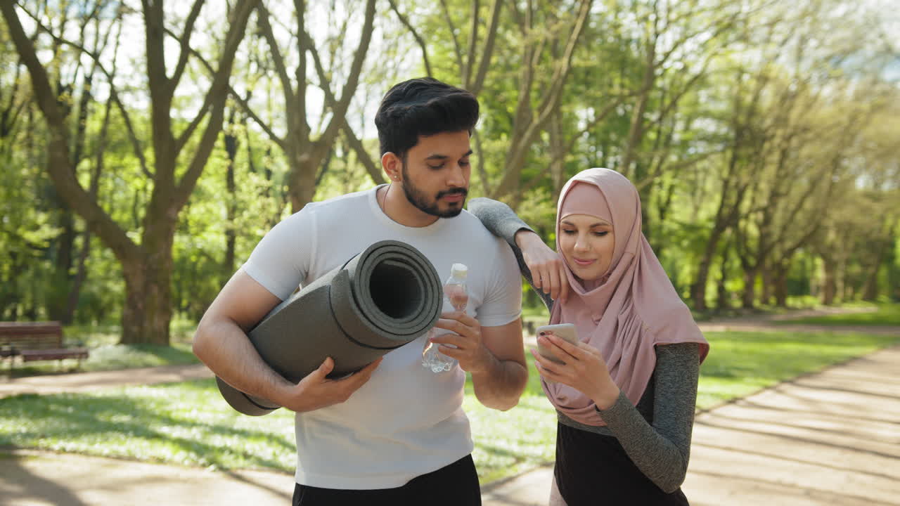 Couple enjoying a workout outdoors