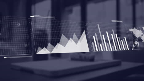 Animación-Del-Procesamiento-De-Datos-Financieros-Sobre-El-Escritorio-De-La-Oficina