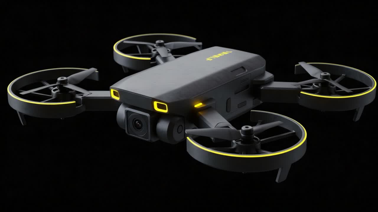 An Innovative Aerial Device Showcased in a Sleek, Black Design with Eye-Catching Features and Advanced Camera Technology for Capturing Stunning Visuals
