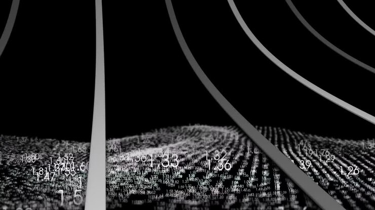 Animation of data processing on black background